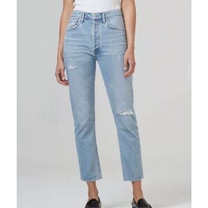 NWT Citizens of Humanity Jolene Womens 31 Bluejay High Rise Straight Distressed